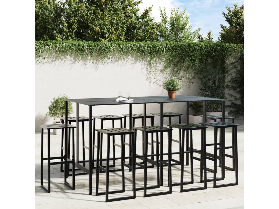 Conjunto De Bar Para Jardim 11 Pcs Aço Revestido A Pó Preto Dkd Home Decor