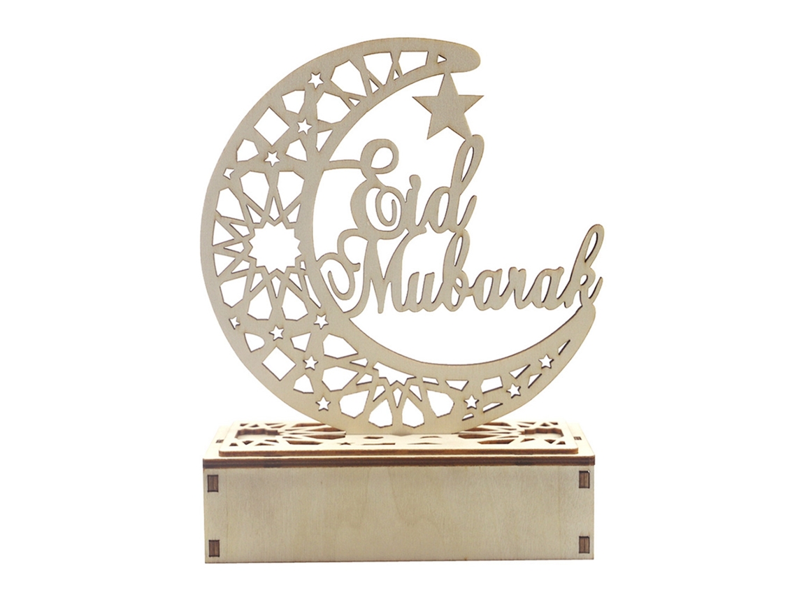 Decoración De Luna De Madera Con Luz Led Para Ramadán Eid Mubarak Manualidades Para El Hogar