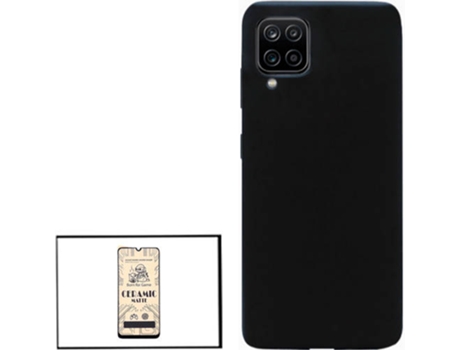 Kit Cristal Templado CeramicGlass Full Cover y Funda Silicona Samsung Galaxy A42 5G PHONECARE Negro