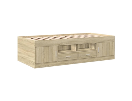 Tumbona con cajones madera ingeniería roble Sonoma VIDAXL (90 x 190 cm)