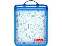 Carpeta plegable azul con 3 compartimentos para cuadernos, carpetas y blocs de notas, tamaño A4, Gokoco