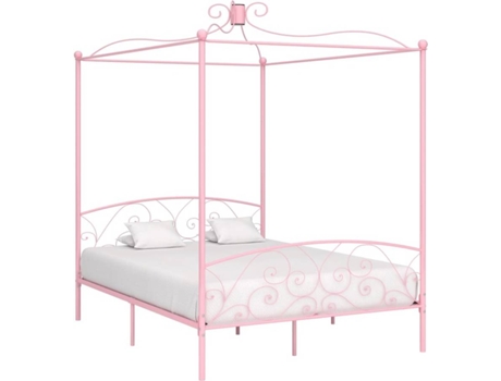 Estructura de cama con dosel VIDA XL metal rosa (180x200 cm)