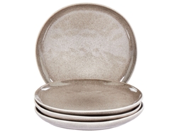 Juego de 4 platos de postre de cerámica Costmary en gris
