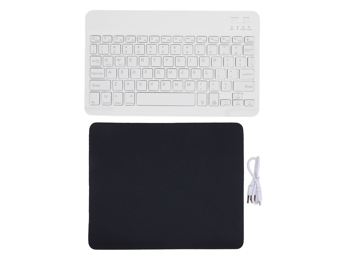 Teclado Portátil Bluetooth Sem Fio Recarregável Rgb Retroiluminado Ultra Fino Ergonômico Para Android Win Tablet Telefone Branco