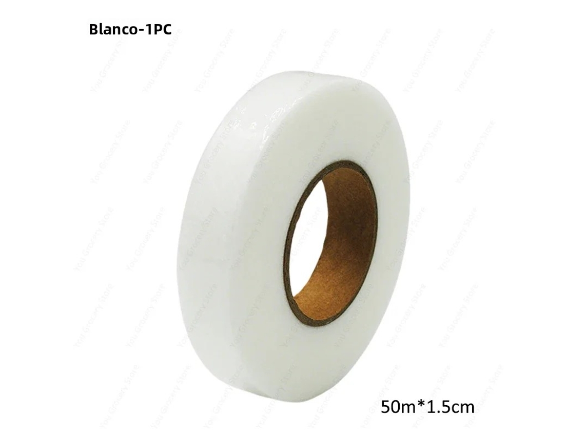 Rolo de 50 Metros Tecido Não Tecido Dupla Face Fusível Interlining Vestuário Ferro Pacote Fita Lateral Calça Borda Mudar Curto MDUG (branco 1 Pc)