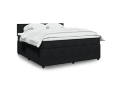 Cama Box Spring Con Colchón Terciopelo Negro 180x200 Cm