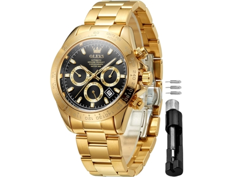 VEANXIN Reloj Tourbillon luminoso de acero inoxidable con fase lunar, mecánico, automático, hueco, resistente al agua, para hombre(oro)