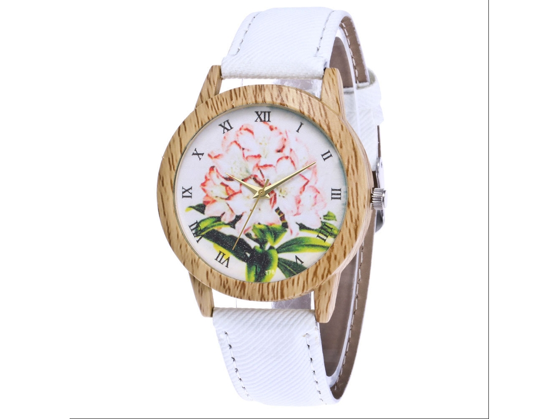 Reloj Casual Para Mujer Con Correa De Cuero Y Movimiento De Cuarzo - Blanco
