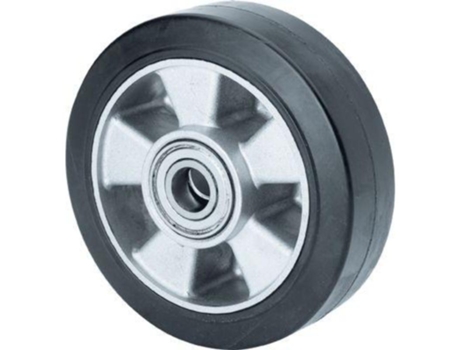 Rueda deb125-15-41 nucleo aluminio y banda goma negra elastica bolas ALEX