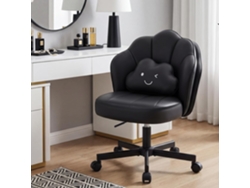 Comhoma Silla Escritorio Forma Flor Con Ruedas, Doble Respaldo Y Cojín Nube, Altura Regulable, Giratoria, Pu, Negro