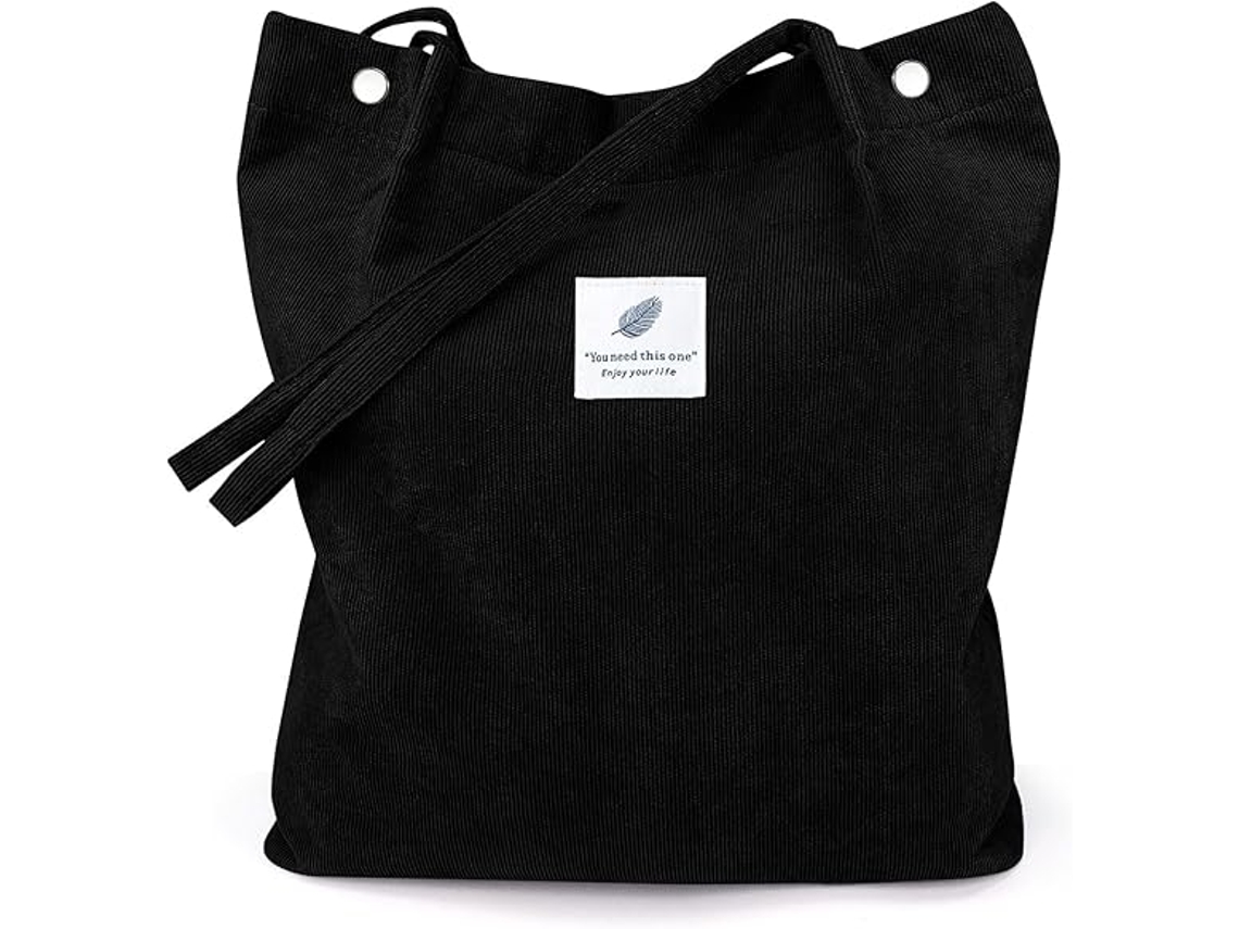 Bolso de pana para mujer, gran capacidad, reutilizable, con bolsillo interior, bolso de hombro adecuado para secadora de ropa.