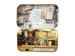 Casa De Muñecas Miniatura Para Armar En Una Caja Temática, Esquina De Calle Antigua, Hecha A Mano En Madera Con Luz Led.