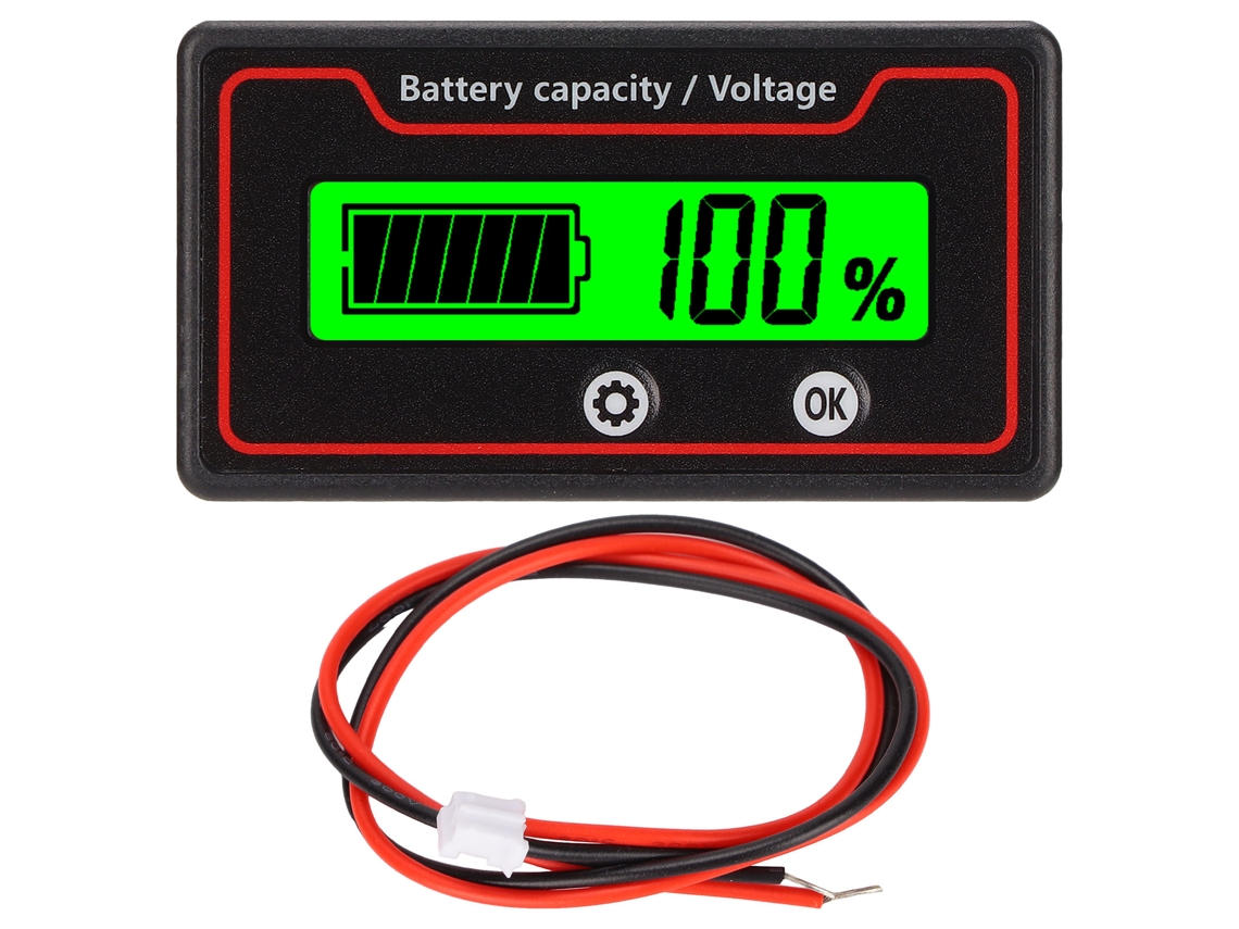 Medidor De Batería Con Luz De Alarma Lcd Para Vehículos Eléctricos De 12-84 V, Capacidad Segura E Indicador De Voltaje Verde.