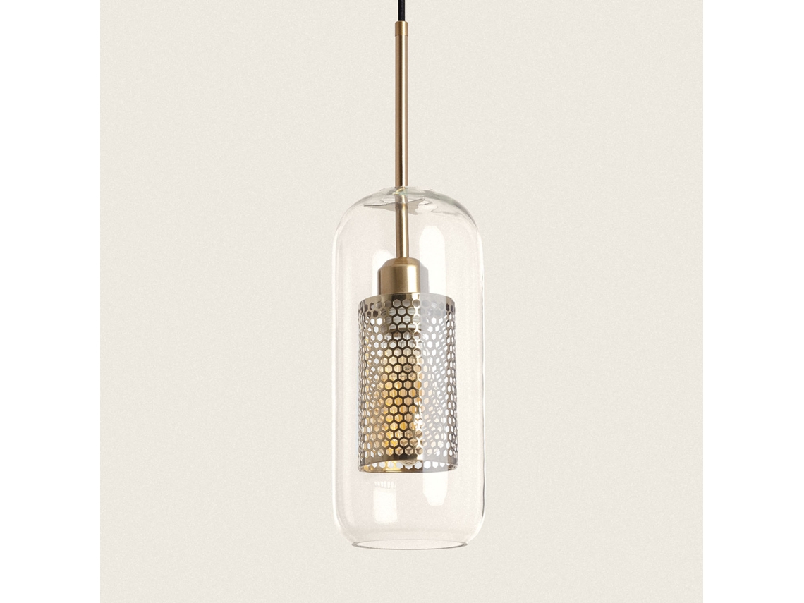 LEDKIA Lámpara Colgante Metal y Cristal Julieta Lungo Dorado