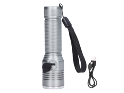 Bj-linterna Led Telescópica Zoom 2000lm Função Protectora Barril De Liga De Alumínio Para Camping Ao Ar Livre Cinza