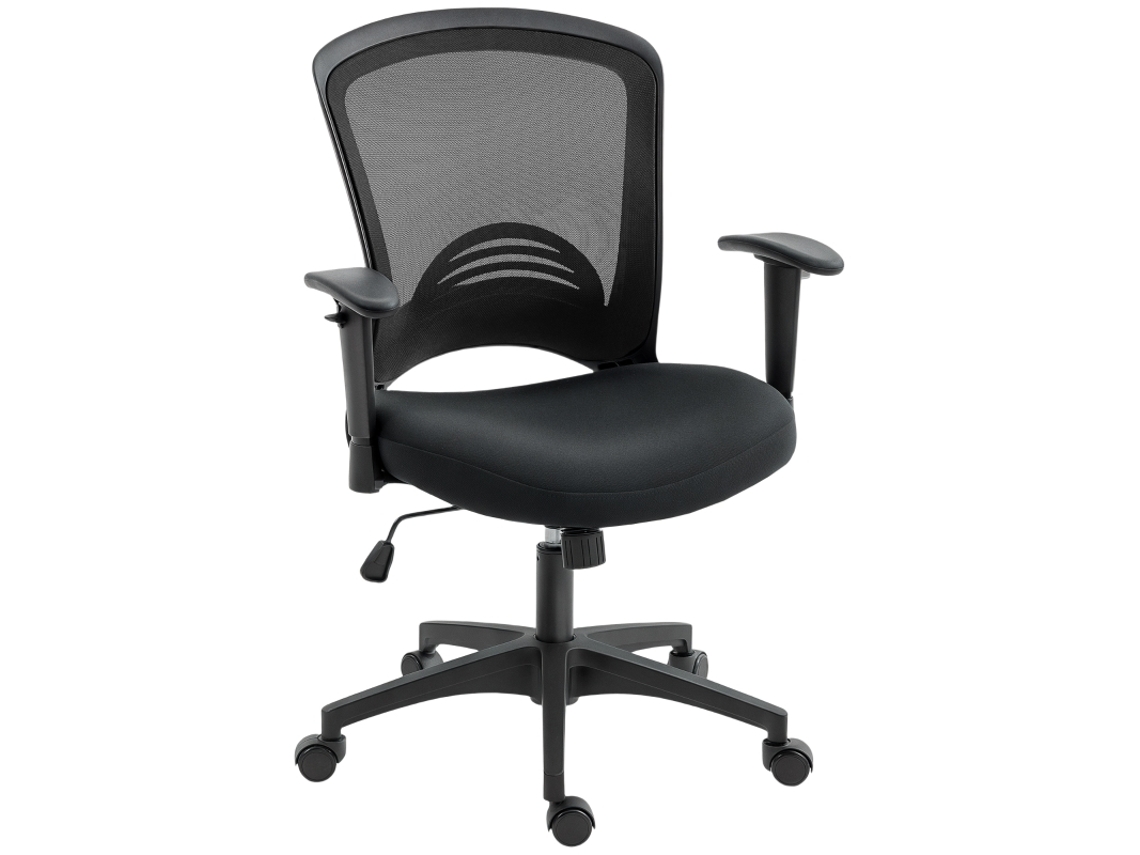 Silla de oficina de malla, silla de secretaria ajustable con respaldo de malla, con ruedas, con función de inclinación, color negro