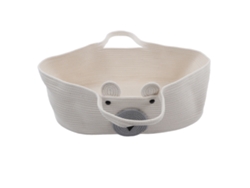Cesta Para Dormir De Bebé Con Adorable Diseño De Oso, Cuerda De Algodón, Compartimento De Almacenamiento Y Asas.