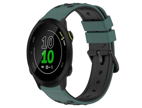Correa Para Garmin Forerunner 158 20mm Correa De Reloj De Silicona Porosa Bicolor Verde Oliva-Negro VENISYMLIS