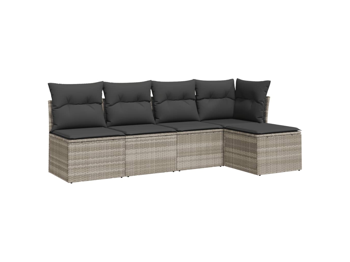 Maison Exclusive - Set De Sofás Jardín Y Cojines 5 Pzas Ratán Sintético Gris Claro