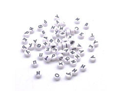 100 Cuentas Redondas Blancas De Acrílico Con Letras Rusas De 4*7 Mm Para Joyería Diy