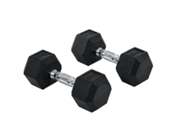 Mancuernas Hexagonales 2x8kg Hierro Fundido Goma Negra