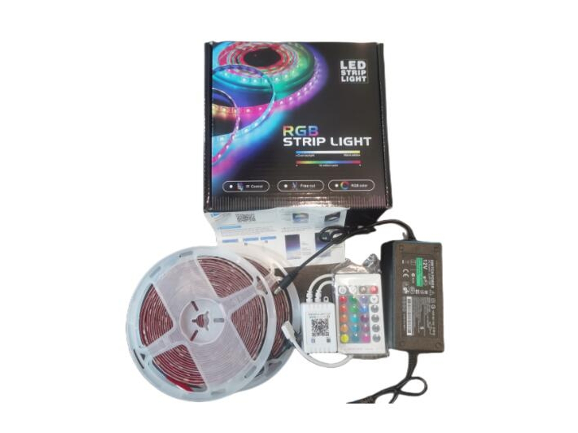 Tira de luz LED SZSMART BLUETOOTH 12V 5050 54 pabilo RGB Adaptador ir 24 teclas control remoto 10M