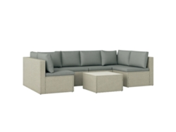 Conjunto de muebles de jardín modulares PMM CAPITALI para 6 personas en resina tejida, con sofás y mesa de centro.