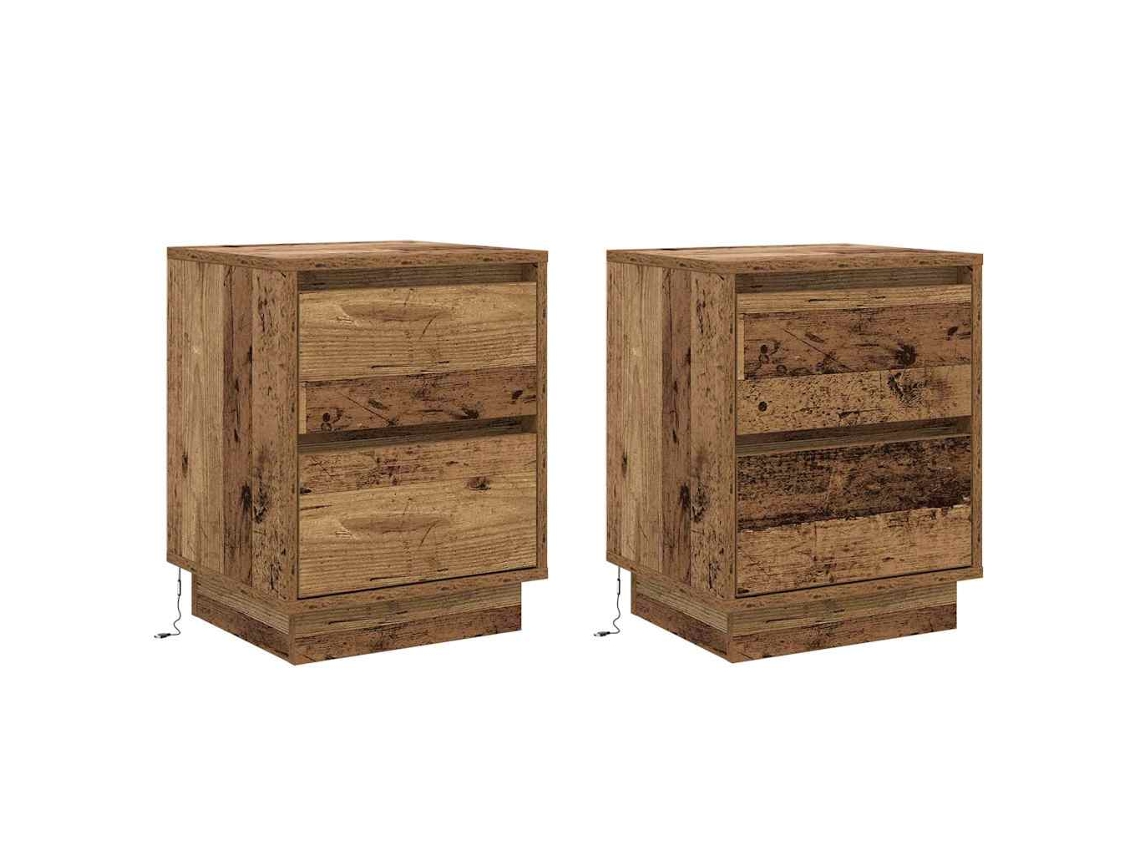 Maison Exclusive - Armario De Noche Con Cajón 2 Pcs Madera Vieja 39 X 34,5 X 50 Cm