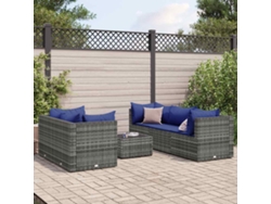 Conjunto de jardín de 6 piezas con cojines de mimbre gris de DKD Home Decor
