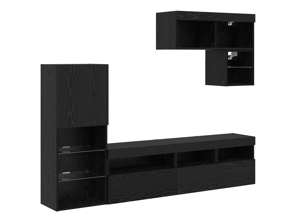 Maison Exclusive - Unidades De Pared Para Tv Montaje En La Pared 6 Pcs Roble Negro