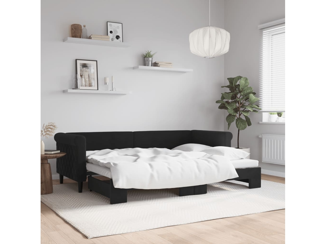 Sofá Cama Nido Terciopelo Negro 80x200 Cm
