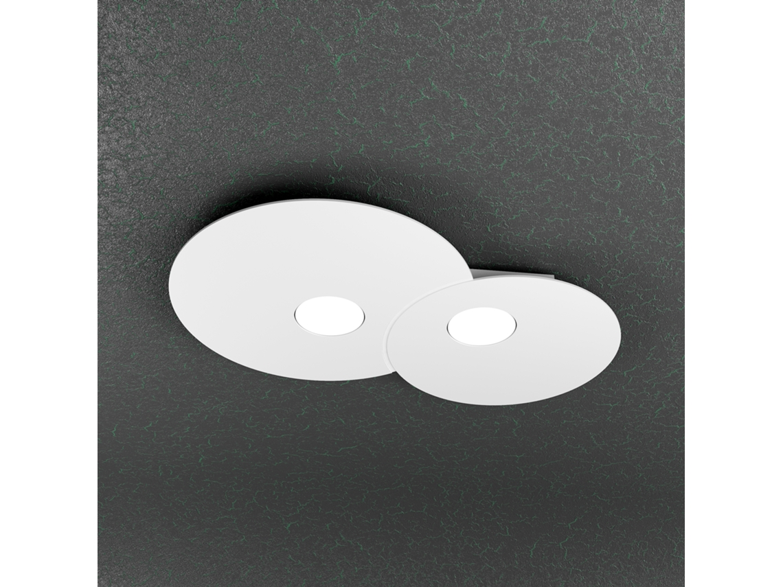Lámpara de techo redonda Cloud Toplight de 2 luces con casquillo Gx53, marco blanco, diseño moderno, 50 x 35 x 3 cm.