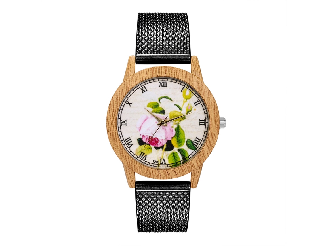 Reloj De Pulsera De Cuarzo Con Correa De Malla Unisex Zhoulianfa Negro