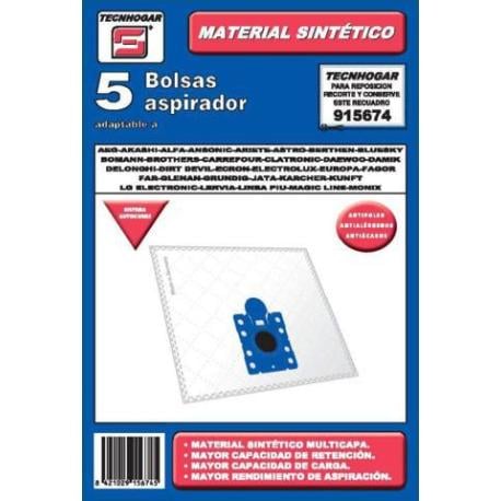Bolsa aspirador pack 5 uds. karcher tsc-555-ufesa-aeg- 915674