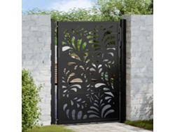 Puerta de jardín de 105 x 130 cm, diseño ondulado de acero negro Wsd247972 Lovely Home
