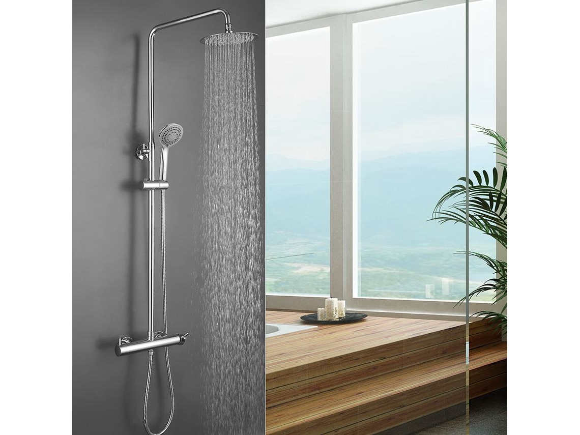 Columna De Ducha monomando redonda 83-126 cm TOR acabado cromo brillo fabricado en latón