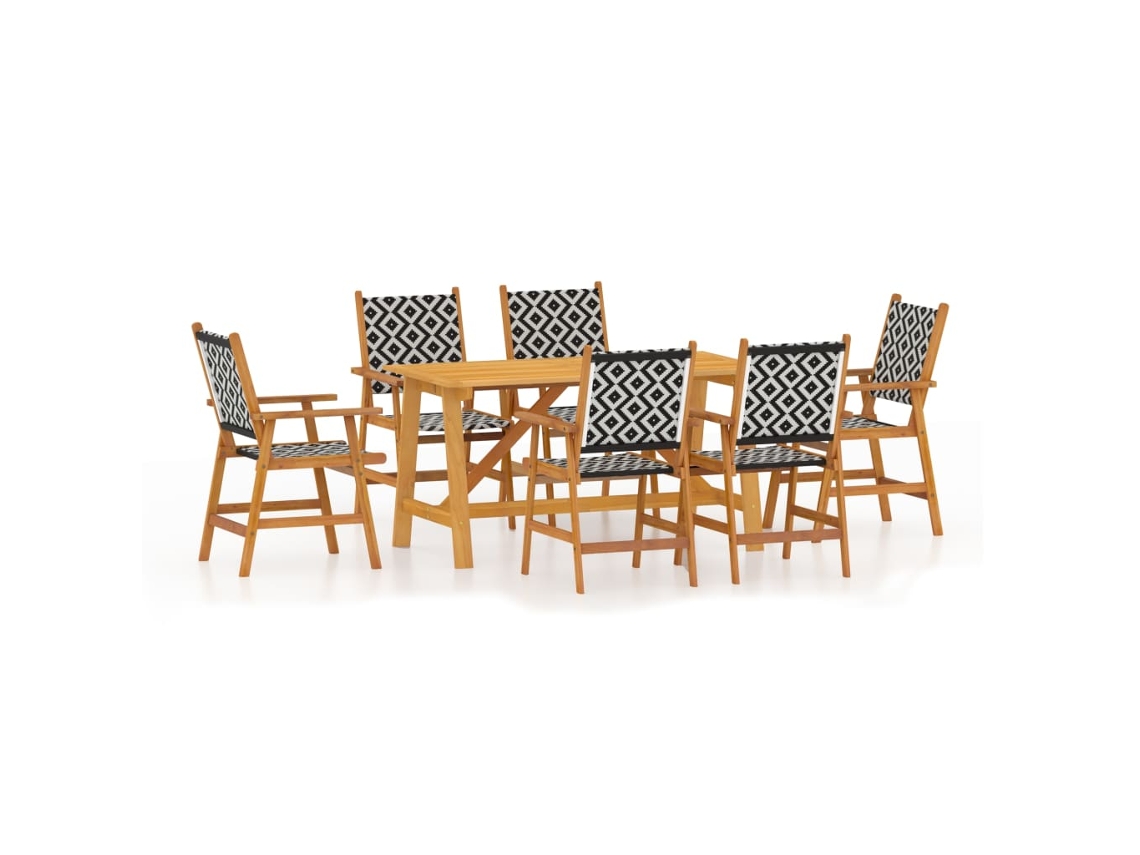 Maison Exclusive - 7 Pcs Conjunto De Jantar Para Jardim Madeira De Acácia Maciça