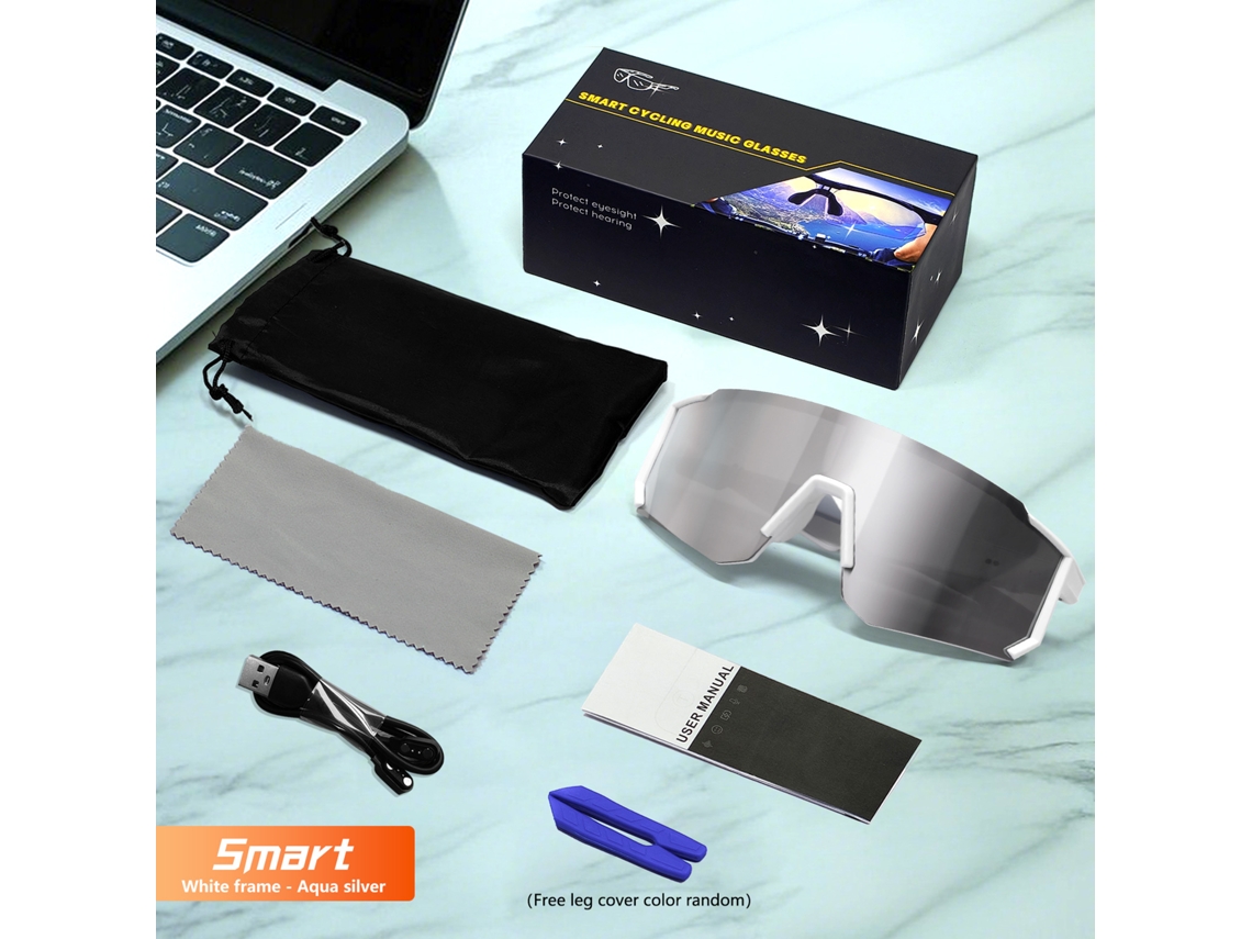 Gafas inteligentes Eifson QY Pro01 con Bluetooth, música, deportes al aire libre, ciclismo, protección UV (plateadas)