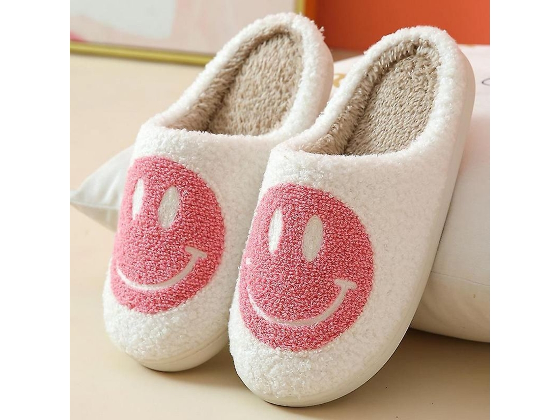 Pantuflas Casuales De Felpa Para Mujer Con Una Adorable Sonrisa, Suela Gruesa Antideslizante, Para Uso Doméstico, Tallas Asiáticas.