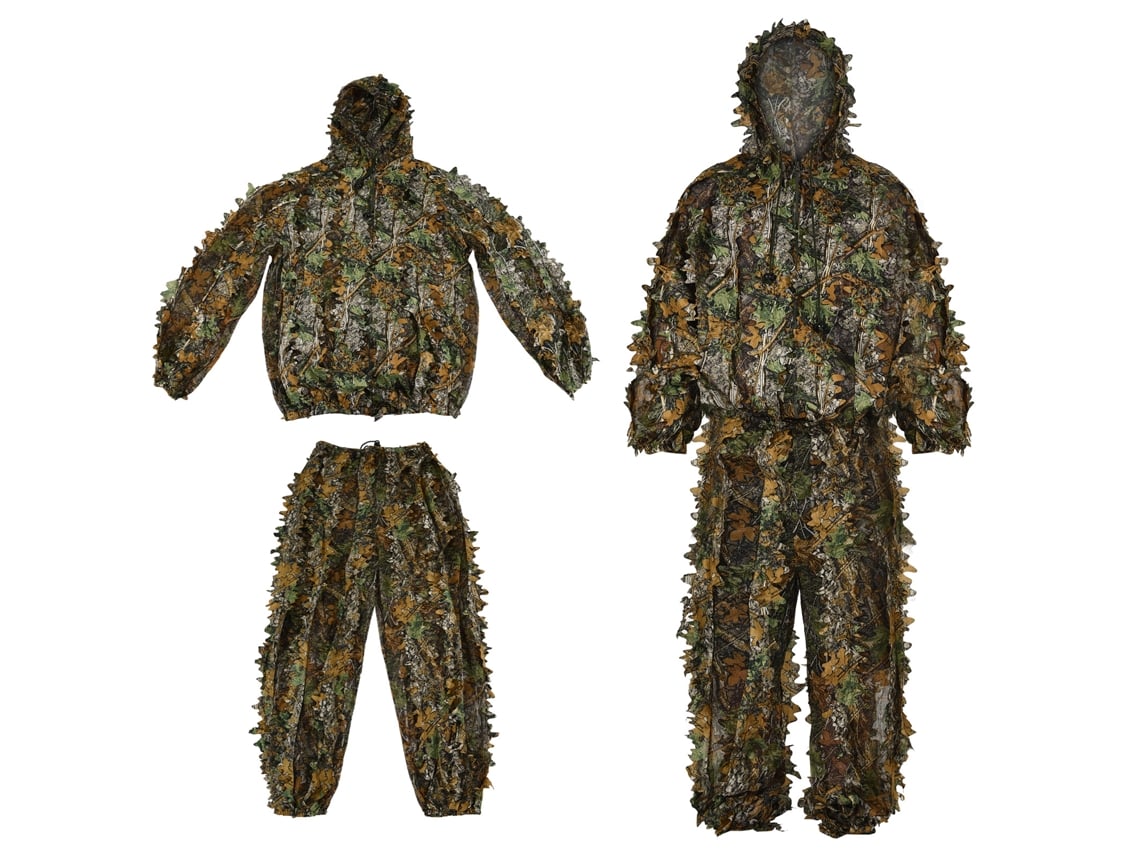 Roupa Ghillie para Casa e Crianças Camuflagem 3D Folha Leve Respirável para Caça Tiro Observação de Pássaros