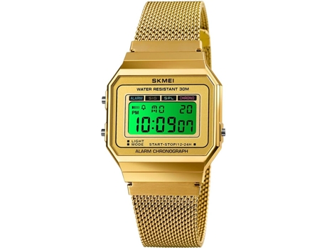 VEANXIN Reloj digital Reloj electrónico LED resistente al agua con correa de acero inoxidable cuadrada-Plata
