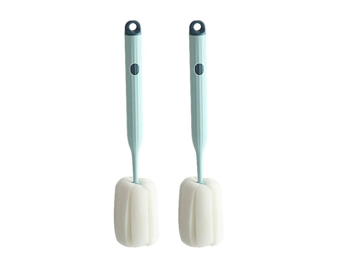 Cepillo De Esponja Suave Para Biberones - 2 Piezas, Fácil De Limpiar, Giratorio 360°, Abs + Esponja, 29 Cm