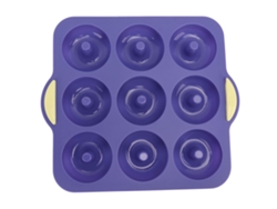 Molde De Silicona De 9 Cavidades Para Donuts, Antiadherente, Resistente Al Calor, Para Pasteles, Galletas Y Donuts - Azul Real