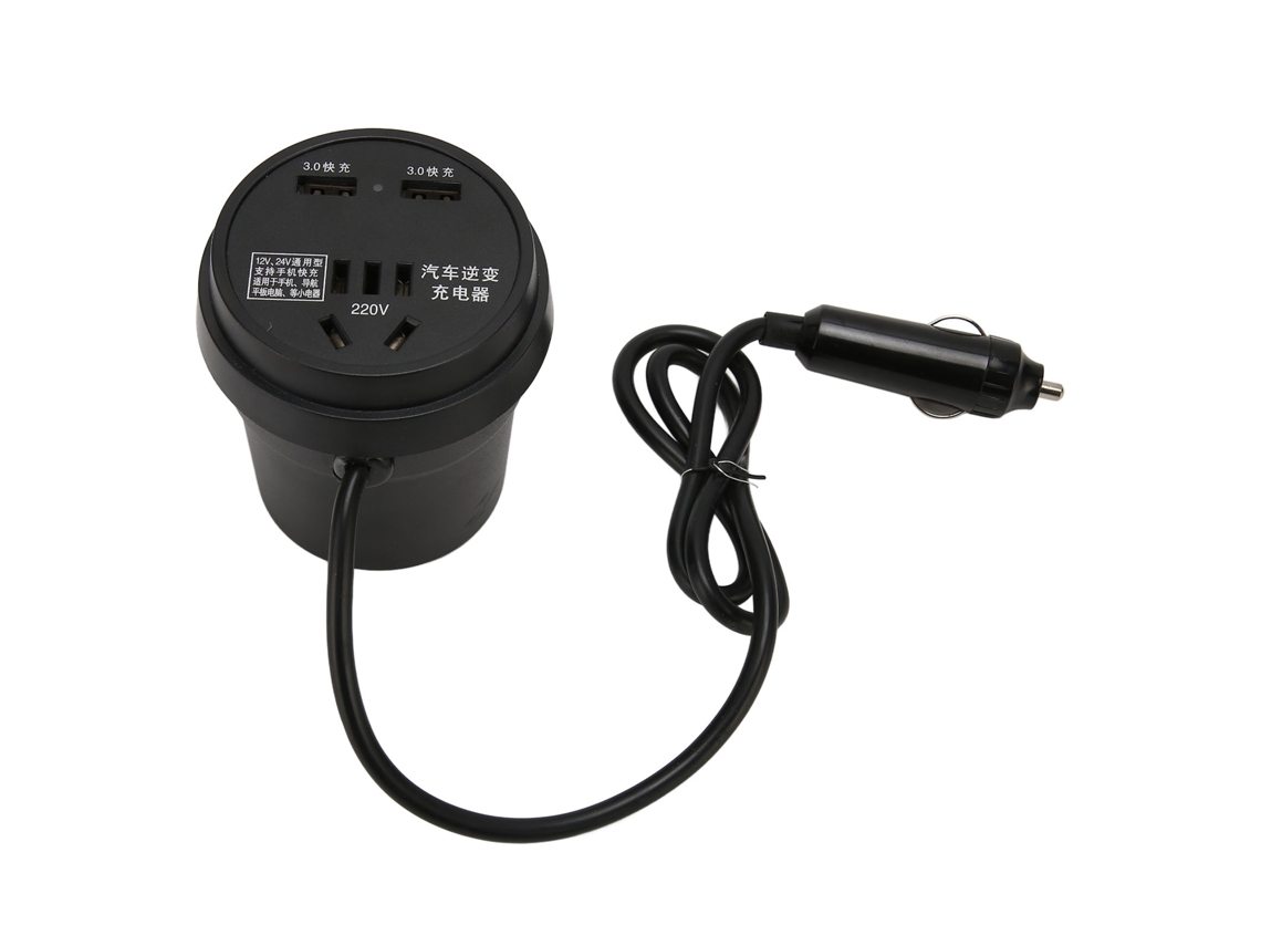 Inversor Para Coche De 150 W, Convertidor De Cc De 12 V/24 V A Ca De 110 V/220 V Con Puertos De Carga Rápida Qc3.0.