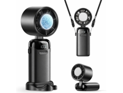 Ventilador Portátil 3 En 1 Con 199 Niveles De Velocidad Y Pantalla Led Inteligente (negro)