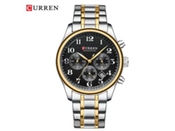 Reloj De Pulsera De Acero Para Hombre (bicolor Negro), Cronógrafo De Cuarzo Con Calendario Y Seis Agujas, De Gran Tamaño.