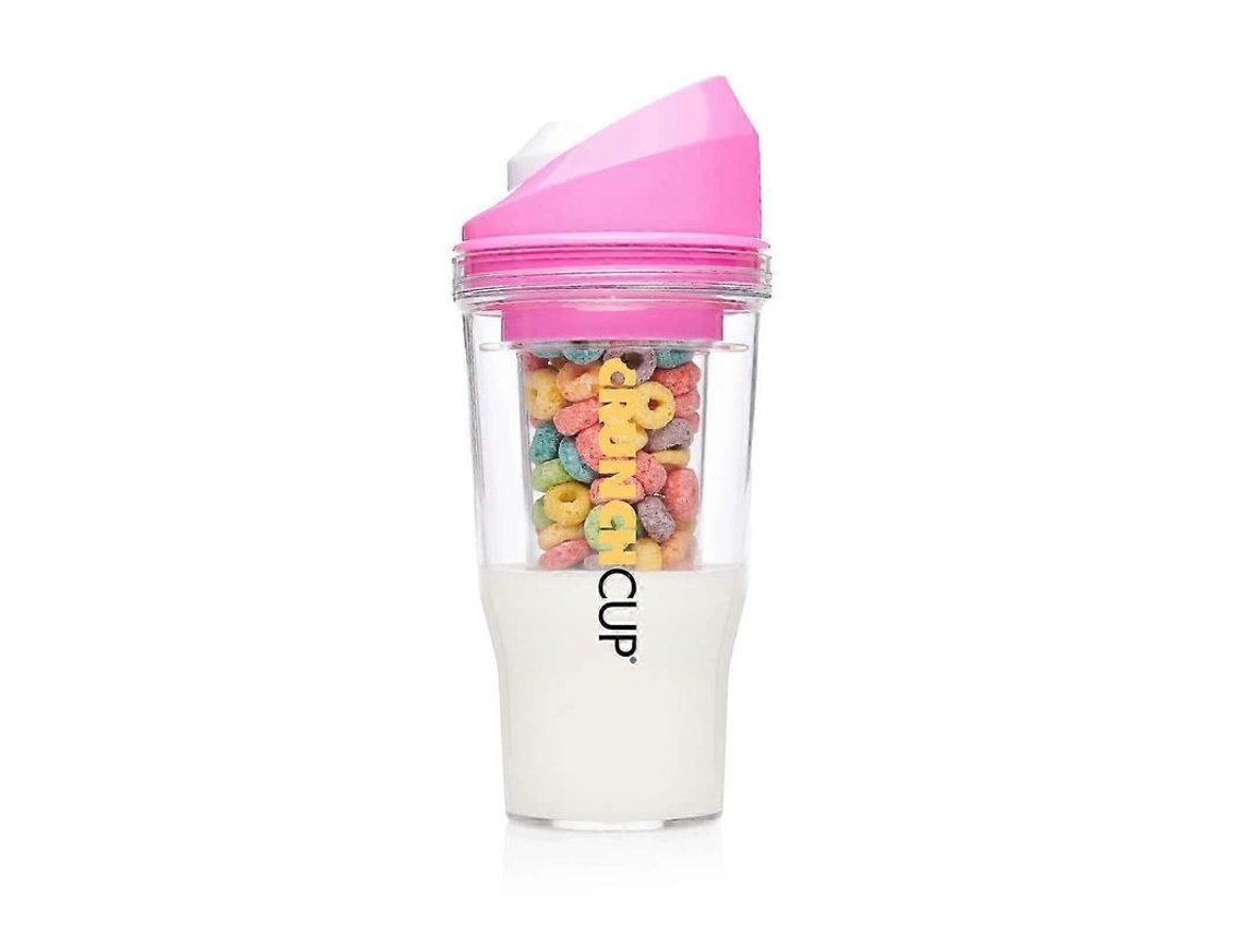 Vaso De Plástico Portátil Para Cereales Con Leche, Sin Cuchara Ni Tazón Incluidos, Color Amarillo Limón Y Rojo Sandía.