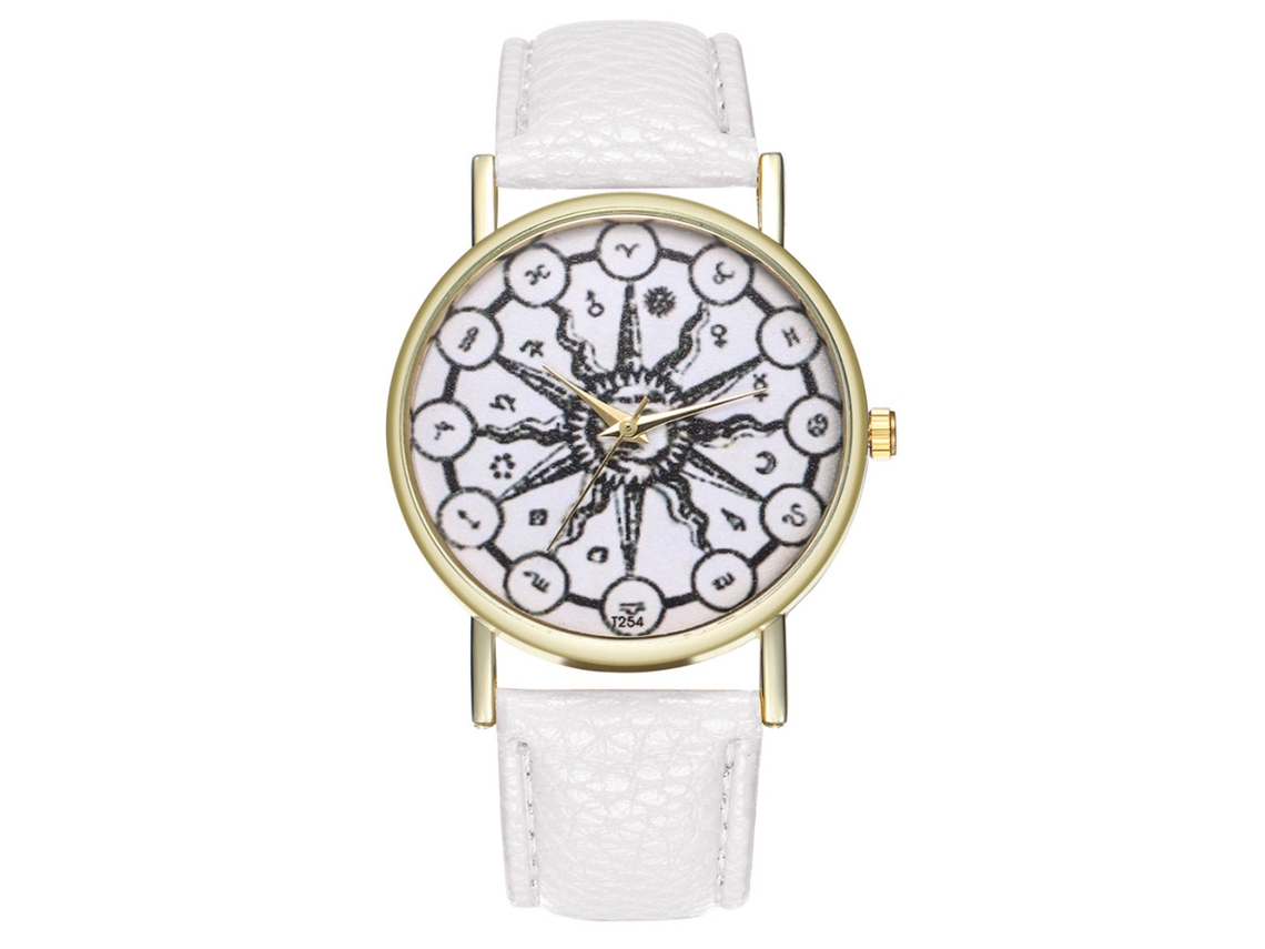 Reloj De Cuarzo Con Correa De Cuero Y Un Exclusivo Diseño De Pintura Abstracta Para Enamorados (blanco)