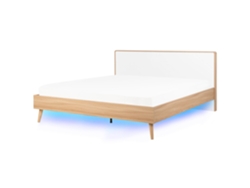 Cama LED madera clara/blanco 180 x 200 cm SERRIS