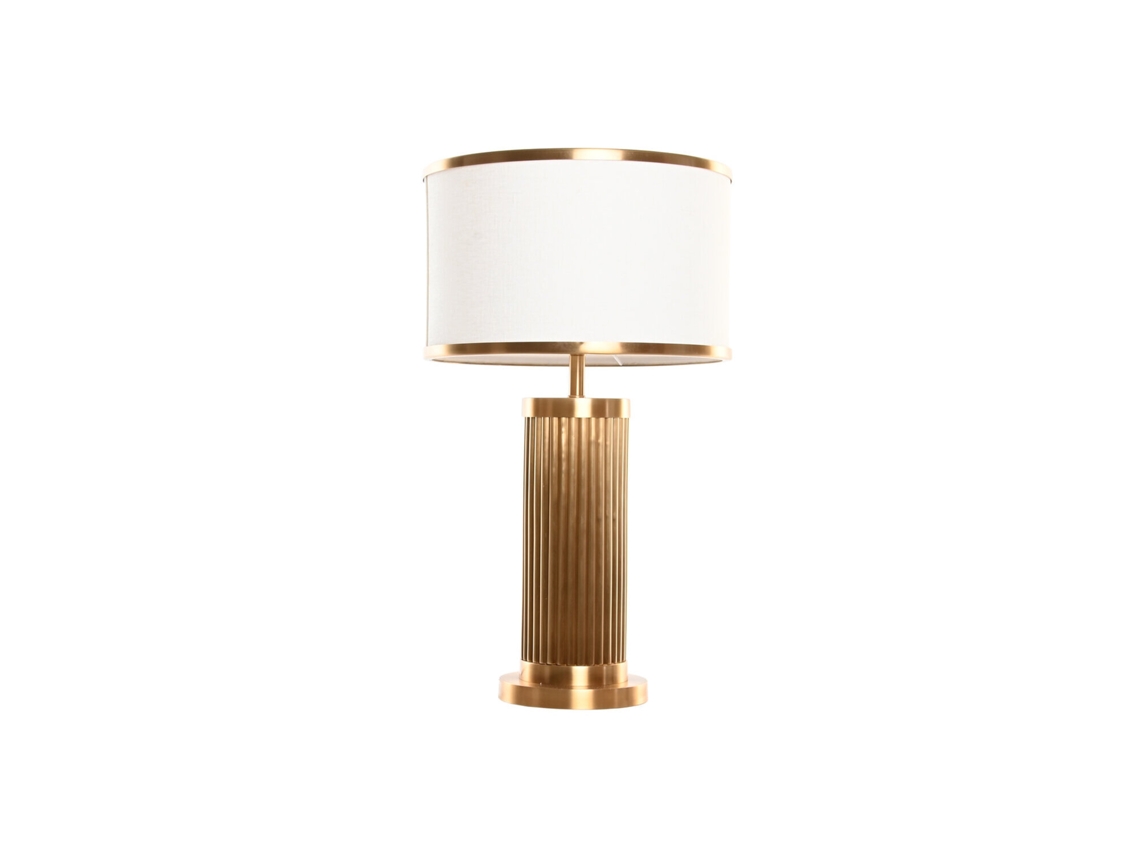 Lampara Sobremesa Laton Lino Dorado 36x36x62cm